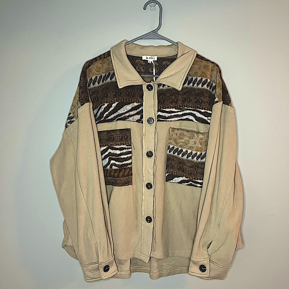 Medium La Miel Animal Print Shacket Tan/Nude